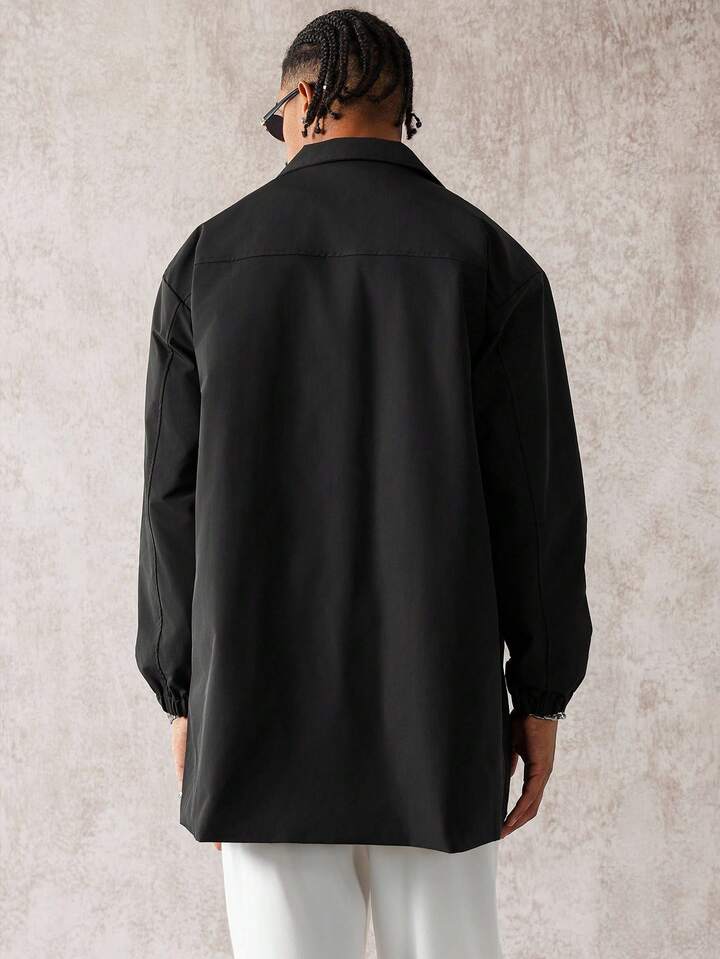 Contrast-Piped Long Jacket