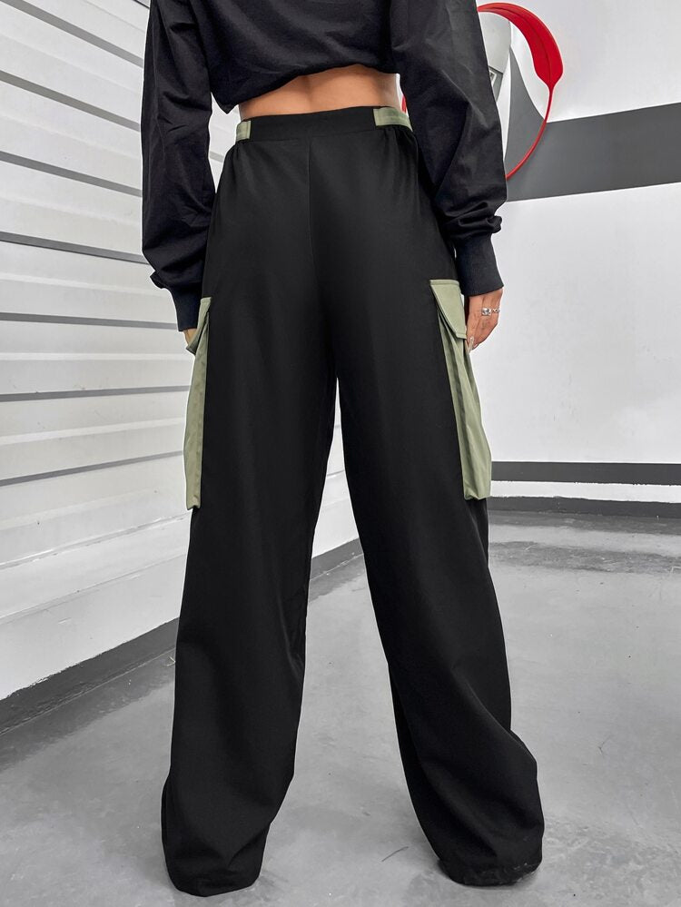 Contrast Flap Pocket Cargo Pants