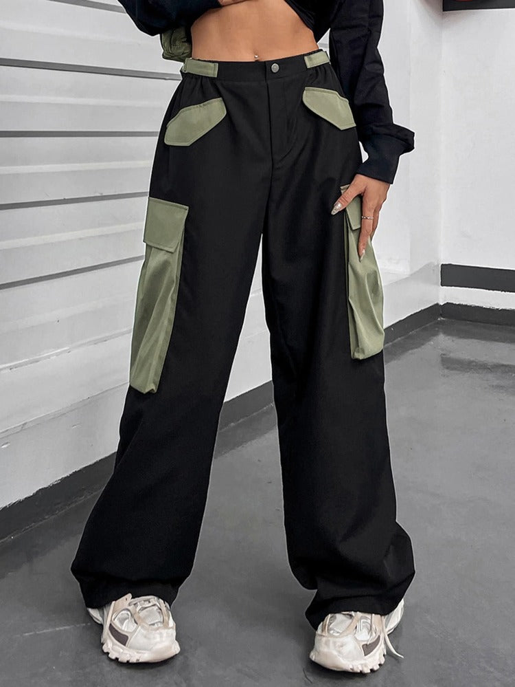 Contrast Flap Pocket Cargo Pants