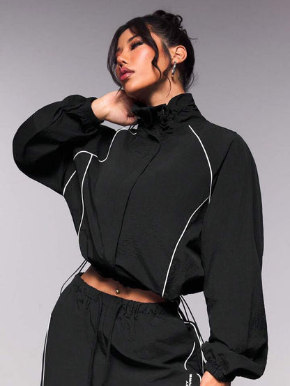 Retro Piping Tracksuit - Black