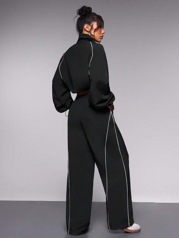 Retro Piping Tracksuit - Black