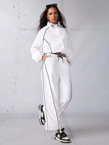 Retro Piping Tracksuit - White