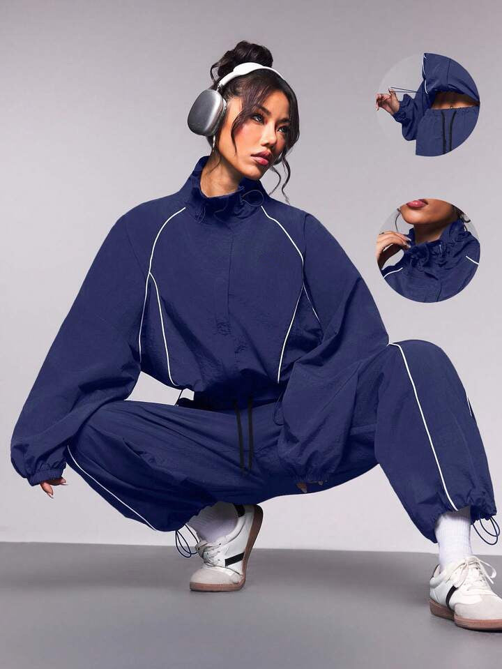 Retro Piping Tracksuit - Blue