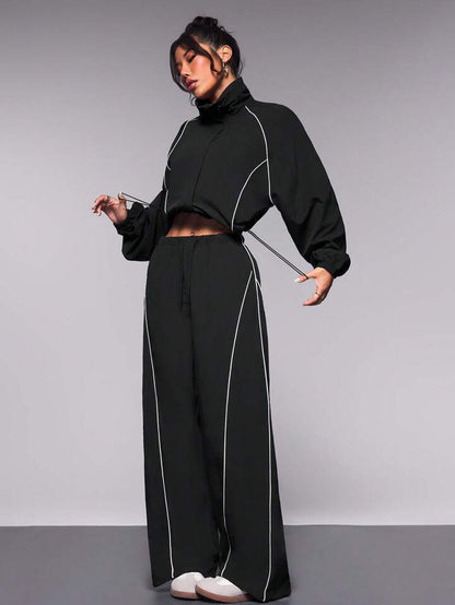 Retro Piping Tracksuit - Black