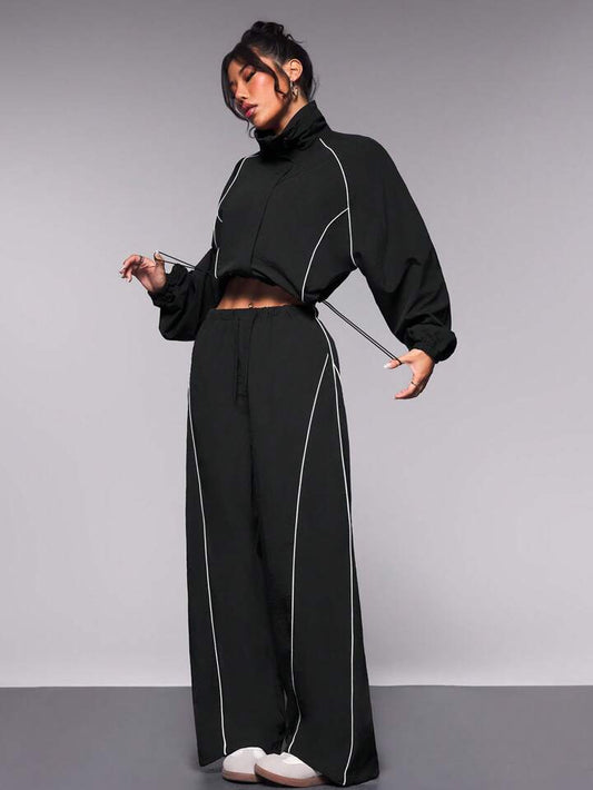 Retro Piping Tracksuit - Black
