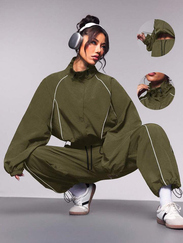 Retro Piping Tracksuit - Green