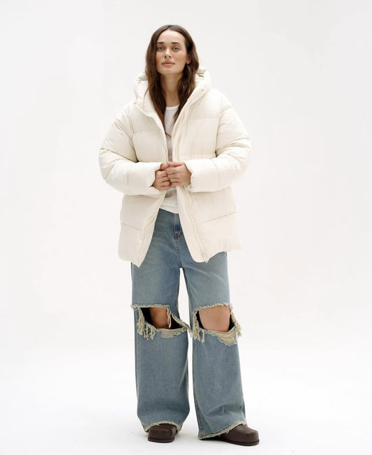 Oversized White Puffer Coat